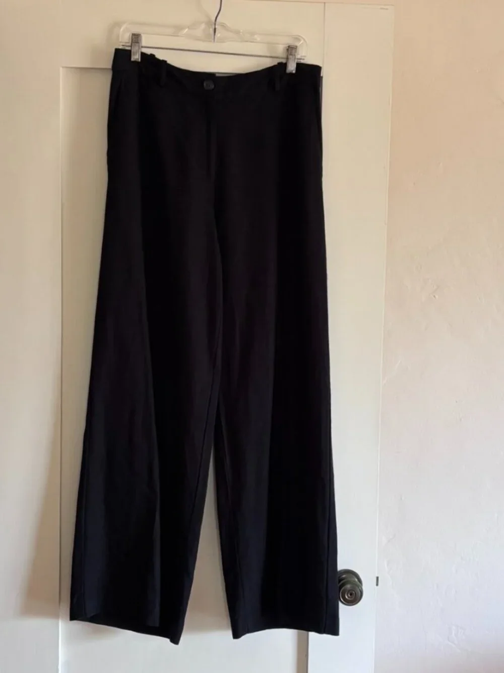 H & M SIZE 8 black high waisted wide leg linen blend pants Flowy Trousers Summer